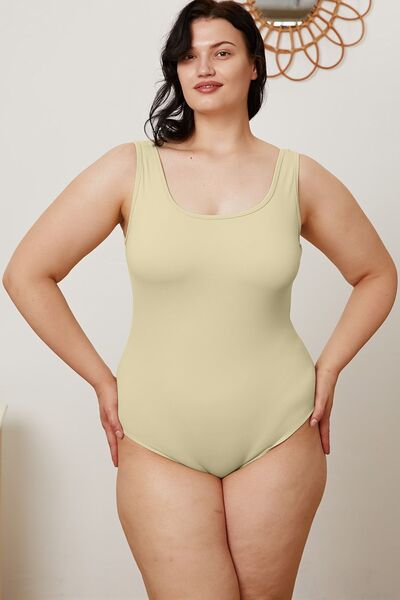 Ladies Full Size Square Neck Sleeveless Bodysuit