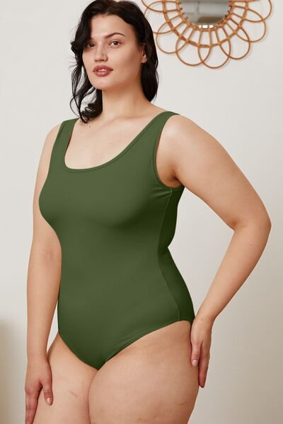 Ladies Full Size Square Neck Sleeveless Bodysuit
